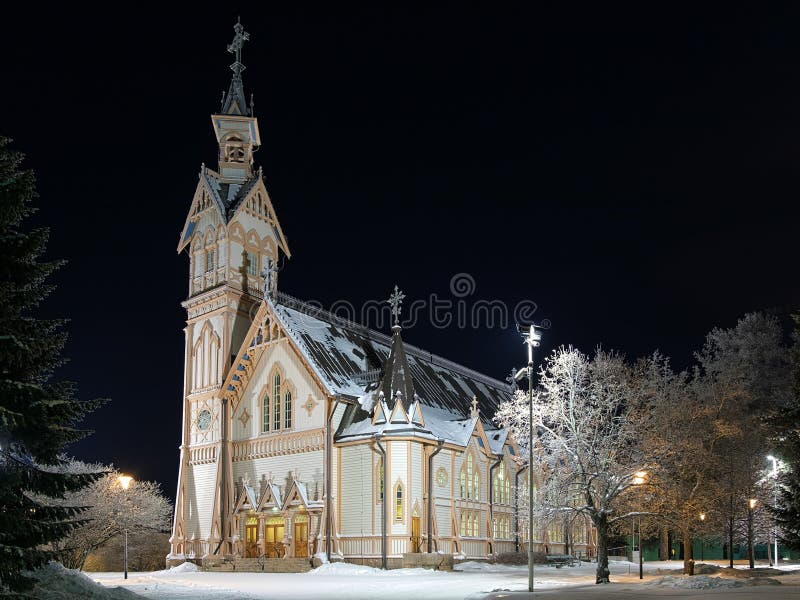 The Historic Church Of Tornio In Finnish Lapland. Stock Image Image