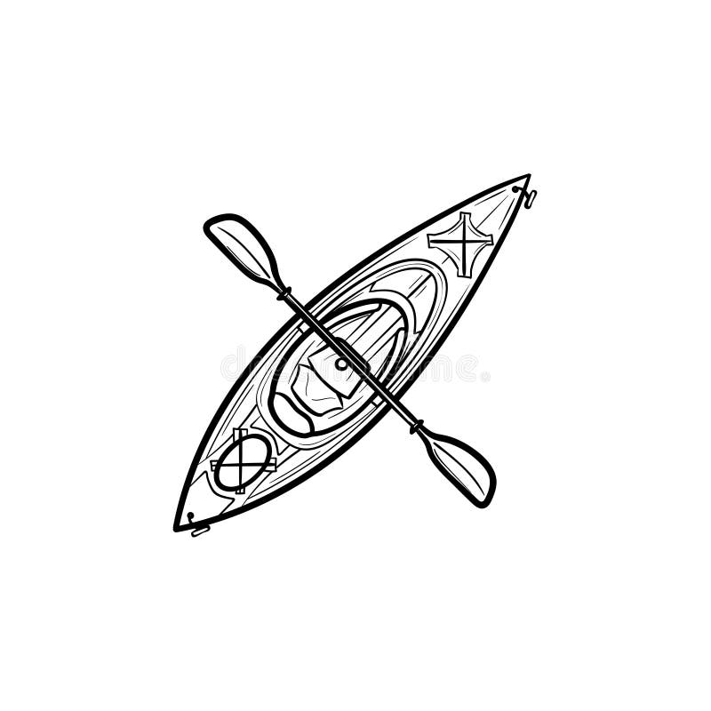 Kajak con l'icona disegnata a mano di schizzo della pagaia royalty illustrazione gratis Kajak con l'icona disegnata a mano di schizzo della pagaia royalty illustrazione gratis