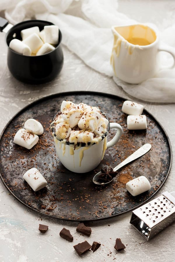 Kakao Mit Kondensmilch Und Schokoladensplittern Stockfoto - Bild von ...