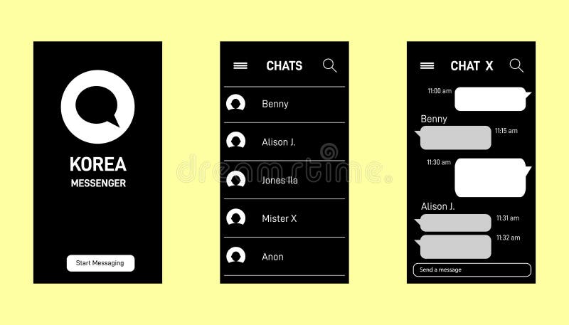 Kakao talk messenger coreean vector illustration