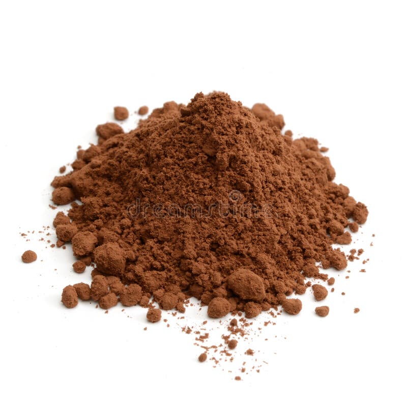 Cocoa powder pile on white background. Cocoa powder pile on white background