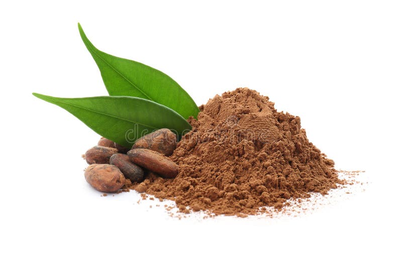 Kakaopulver und Bohnen