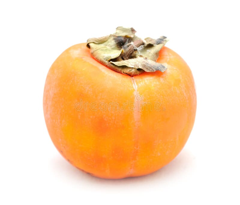 A persimmon isolated on a white background. A persimmon isolated on a white background