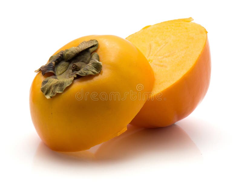 Kaki de fruit de kaki d'isolement photographie stock libre de droits Kaki de fruit de kaki d'isolement photographie stock libre de droits
