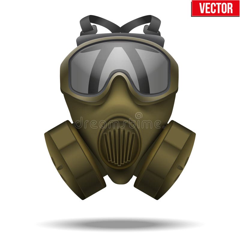 Vector Illustration of Khaki gas mask respirator. Rubber rescuer symbol of defense and protect. Isolated on white background. Vector Illustration of Khaki gas mask respirator. Rubber rescuer symbol of defense and protect. Isolated on white background.