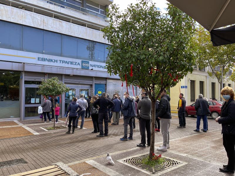 KALAMATA, GREECE - DECEMBER 2021: Citizens Line Up To Use an Automated ...