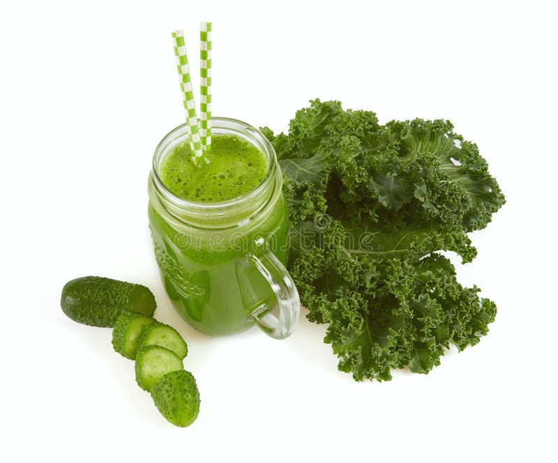 Kale Juice Mixed with Avocado. Healthy Drink Concept Stock Photo