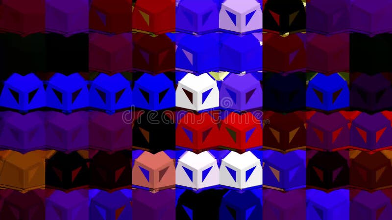 Kaleidoscope consists of geometric objects blinking in different colors. stock illustration