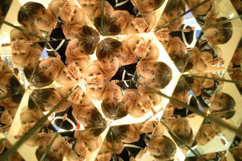 Kaleidoscope. Reflection of people.