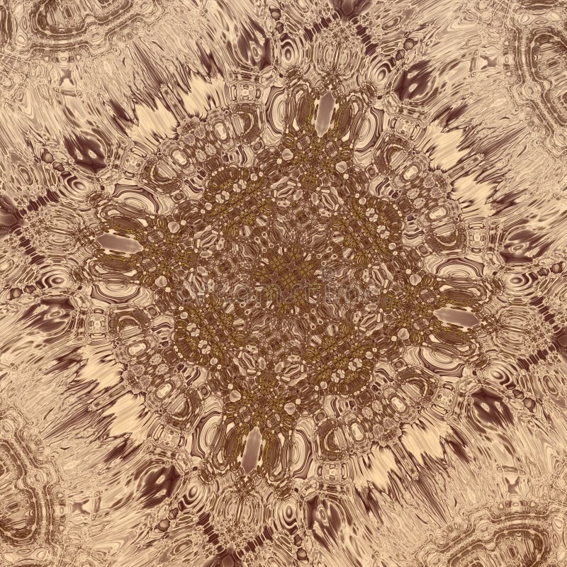 Kaleidoscopic fractal pattern with many small details. Brown shades and colors royalty free illustration