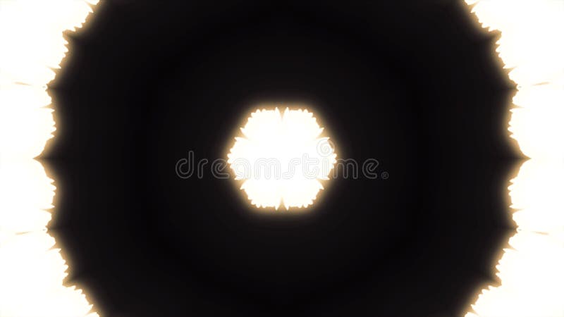 Kaleidoskop mit Winterschneeflocken auf schwarzem Hintergrund Goldene kaleidoskopische drehende Schneeflocke des Wunders stock abbildung