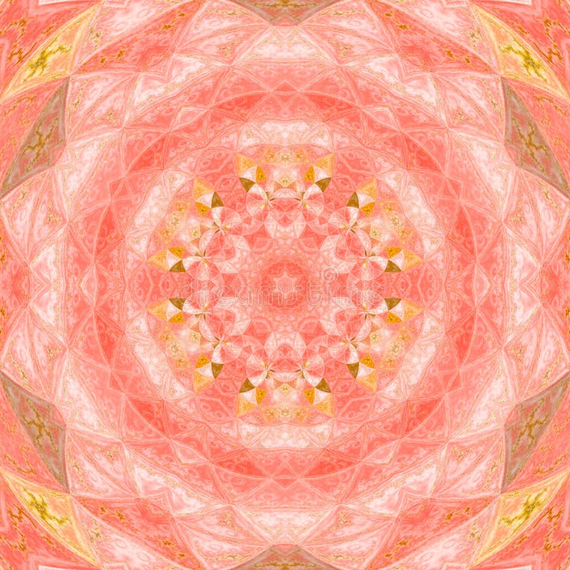 Kalejdoskopmandalastjärna med cirkelvattenfärgillustrationen i rosa färger och apelsinfärger royaltyfri fotografi Kalejdoskopmandalastjärna med cirkelvattenfärgillustrationen i rosa färger och apelsinfärger royaltyfri fotografi