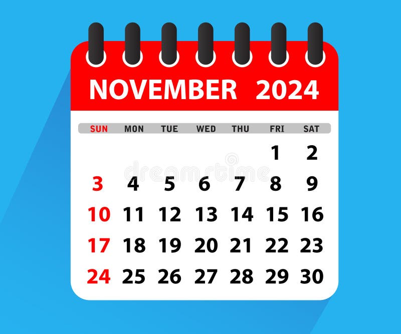 Kalendarz listopad 2024 r.. tydzień zaczyna się w niedzielę. pusty szablon kalendarza. projekt papeterii. ilustracja wektorowa ilustracja wektor