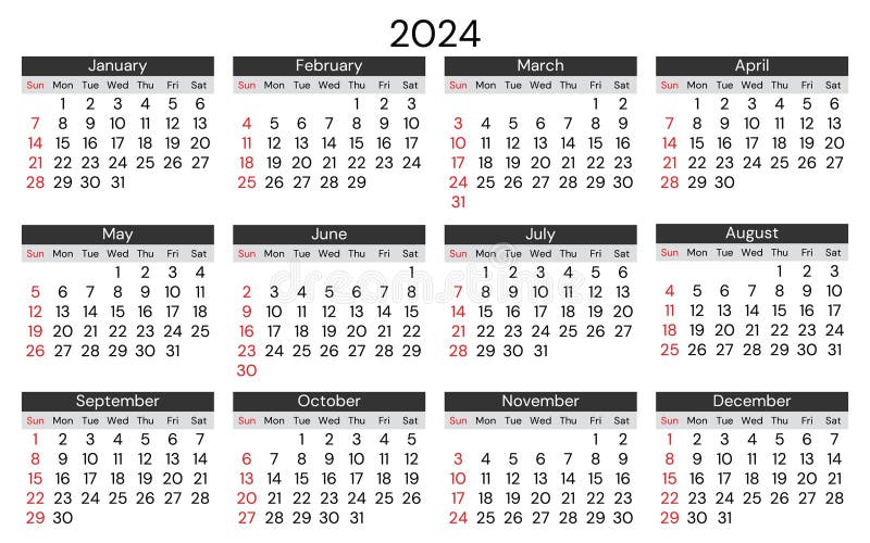 2024 kalendarz poziomy. współczesna ilustracja wektorowa. zaplanuj swój rok ilustracja wektor