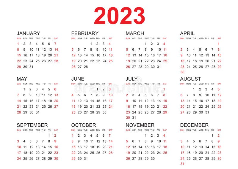 Kalendarz 2023 szablon wektor prosty minimalny projektant 2023 rok kalendarz ścienny 2023 rok ilustracja wektor