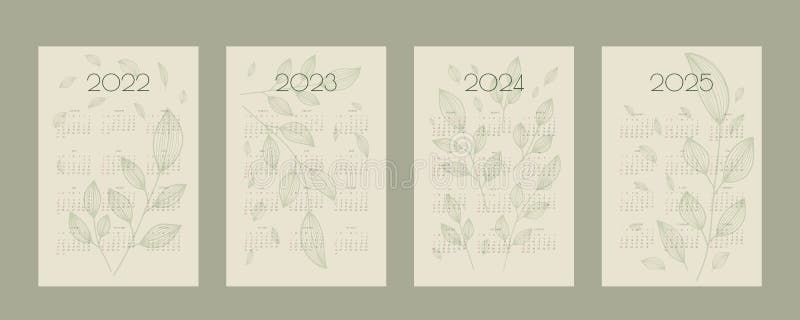 2022 2023 2024 2025 kalendarz z listwami ręcznymi i planowaniem oddziałów royalty ilustracja