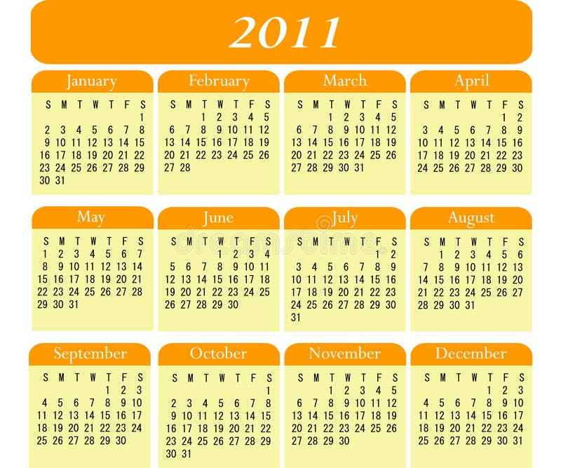 Kalender 2011 vektor abbildung. Illustration von monat 14028391