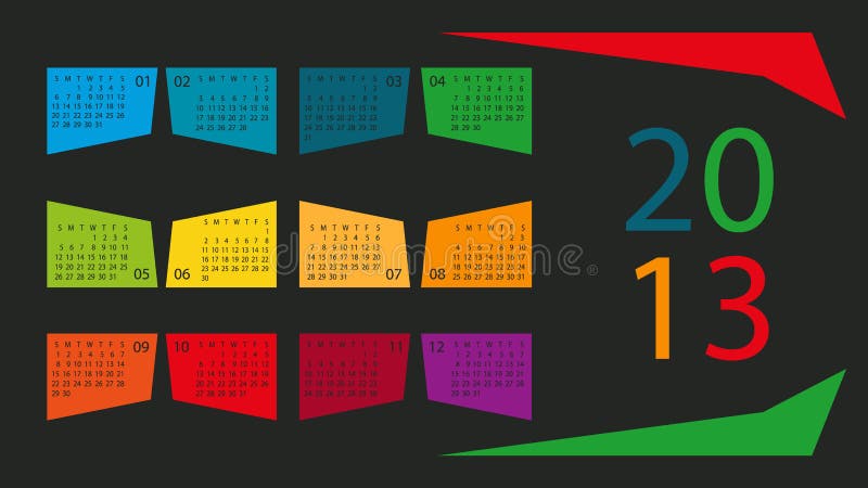 Kalender 2013 i färgaskar