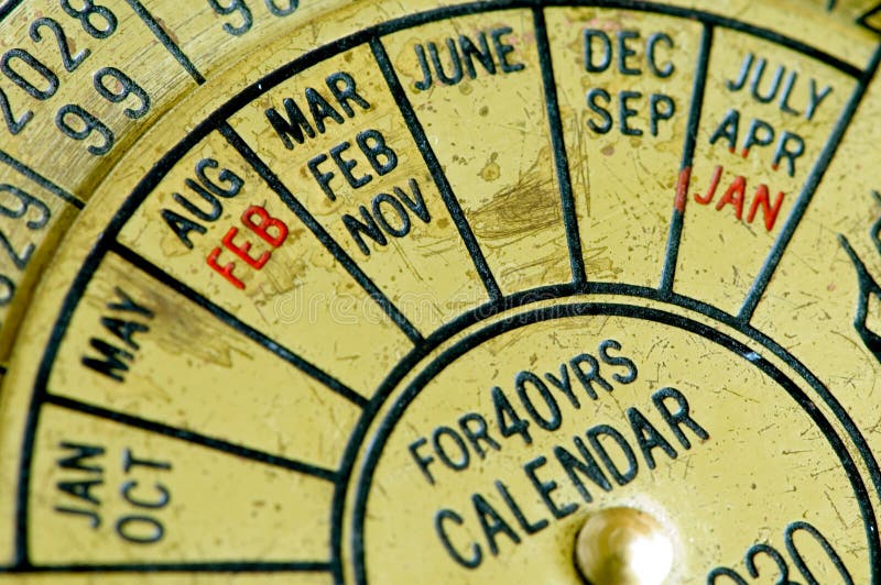 An antique calendar detail macro shot. An antique calendar detail macro shot