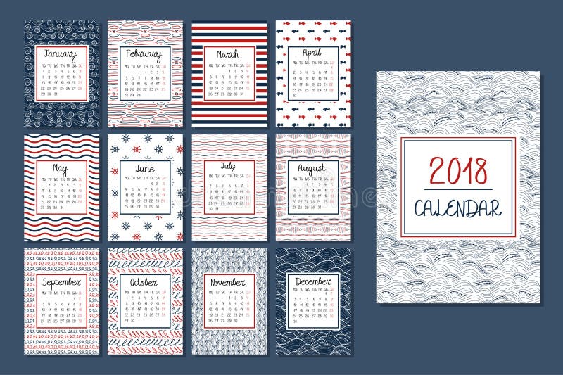 Kalender für 2018 vektor abbildung Kalender für 2018 vektor abbildung