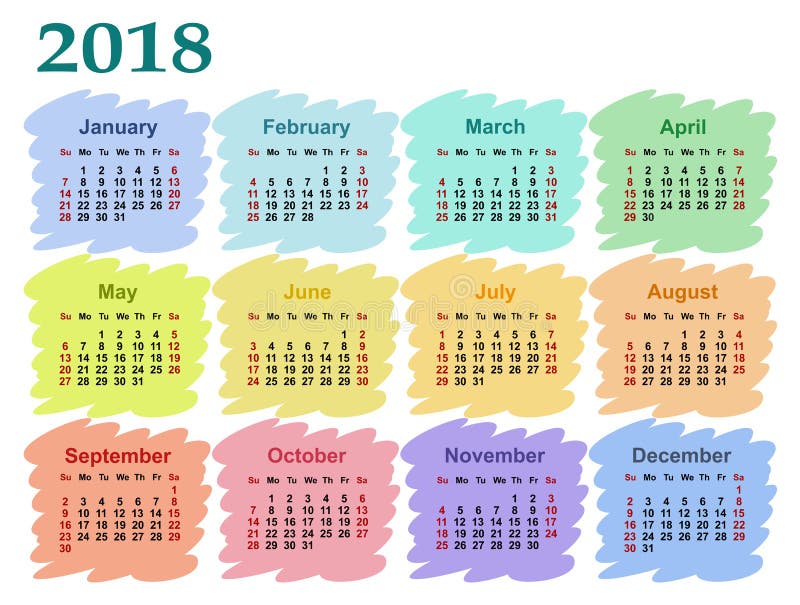 Kalender für 2018 vektor abbildung Kalender für 2018 vektor abbildung