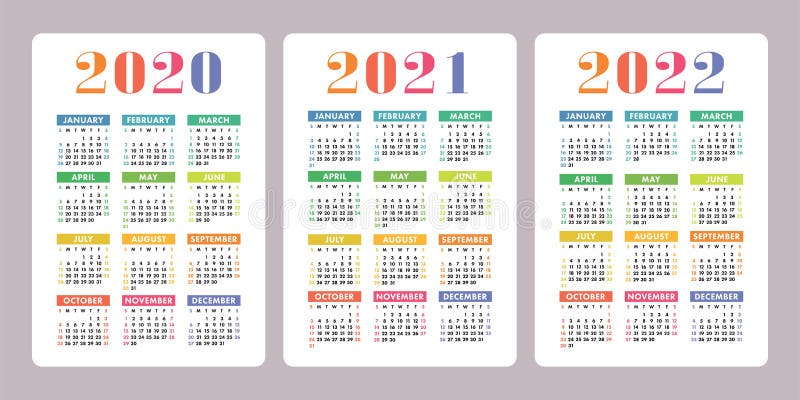 Kalender 2020, 2021, 2022 Jaar Verticaal ...