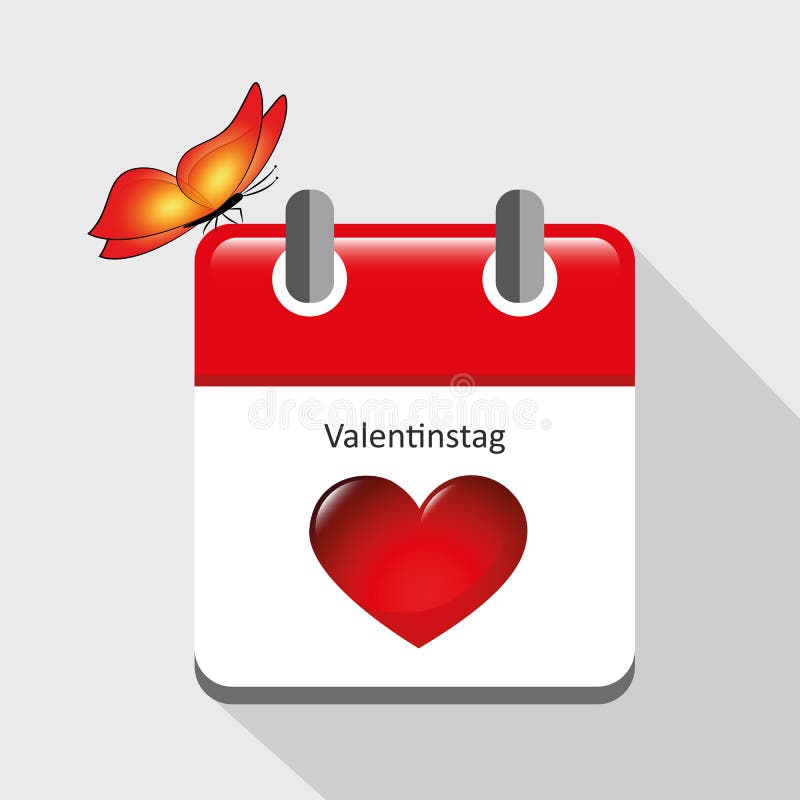 Kalender met 14 de het rode hart en vlinder van februari royalty-vrije illustratie Kalender met 14 de het rode hart en vlinder van februari royalty-vrije illustratie