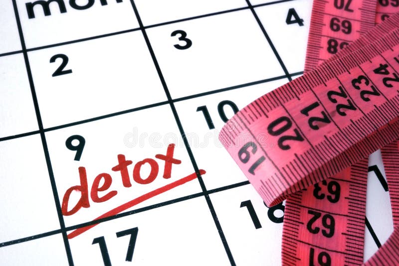 Kalender met woord detox royalty-vrije stock foto Kalender met woord detox royalty-vrije stock foto