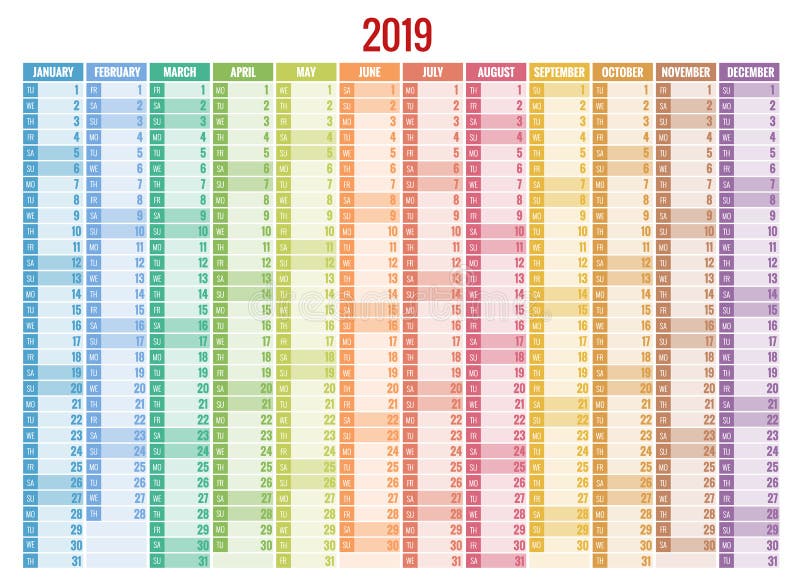 Kalender-Planer für 2019-jähriges Vektor-Briefpapier-Design-Druck-Schablone mit Platz für Foto, Ihr Logo und Text stock abbildung Kalender-Planer für 2019-jähriges Vektor-Briefpapier-Design-Druck-Schablone mit Platz für Foto, Ihr Logo und Text stock abbildung