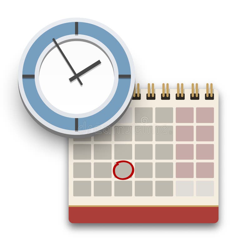Kalender- und Uhrikone Fristen- oder Zeitmanagementkonzept stock abbildung