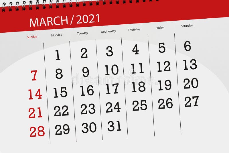 Calendar planner for the month march 2021, deadline day. Calendar planner for the month march 2021, deadline day