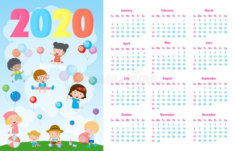 Kalendersatz 2020 Farbenfrohe Weihnachten 2020 Kinder Hintergrund, glückliches Kind Springen mit Happy neues Jahr, Vorlage vektor abbildung Kalendersatz 2020 Farbenfrohe Weihnachten 2020 Kinder Hintergrund, glückliches Kind Springen mit Happy neues Jahr, Vorlage vektor abbildung