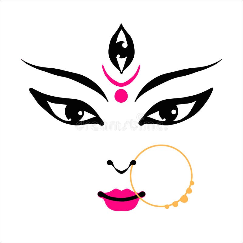 Kali Goddess ansikte i Hinduism, hennes ansikte mot vit bakgrund