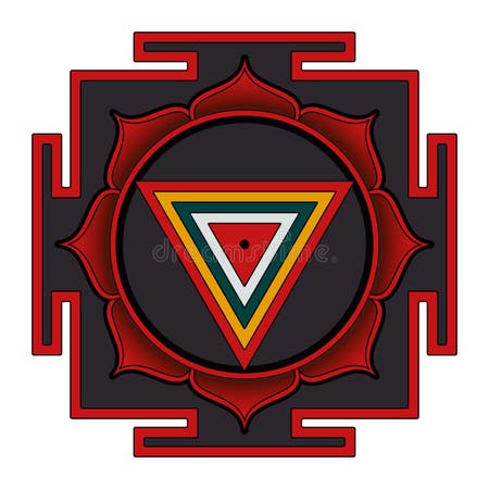 Kali Yantra, Colored Hindu Diagram of Primordial Energy of Goddess Kali