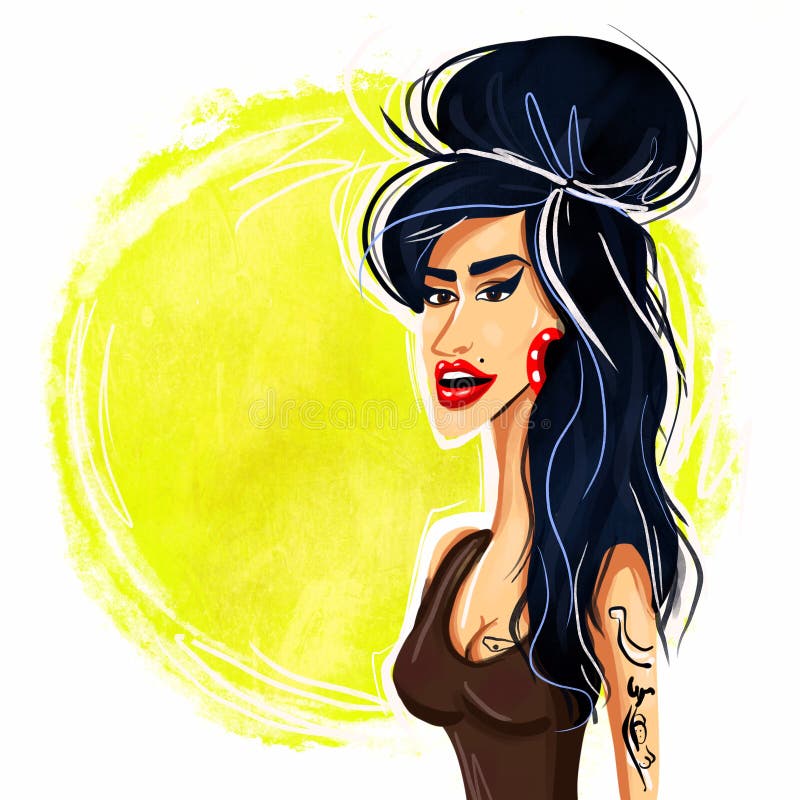 KAliningrad/RUSSIA - October 07,2020: A illustration of a portrait of singer Amy Winehouse. stock illustration KAliningrad/RUSSIA - October 07,2020: A illustration of a portrait of singer Amy Winehouse. stock illustration