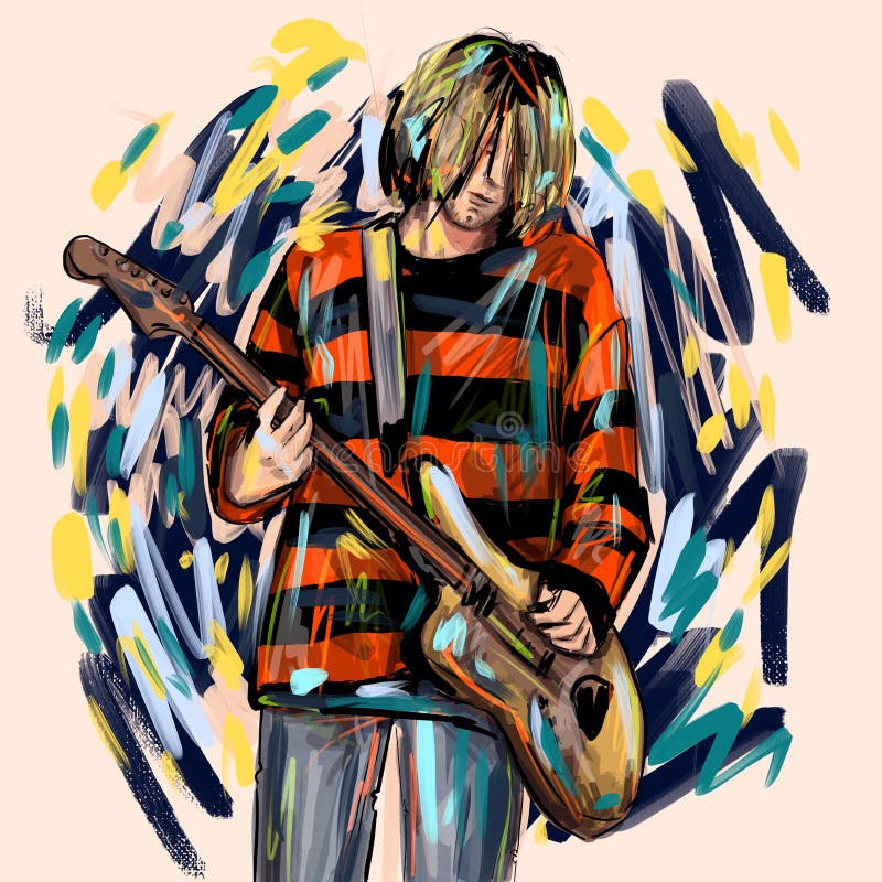 Kaliningrad, Russia 8 October 2020, Kurt Donald Cobain February 20, 1967 – April 5, 1994 was an American singer, songwriter. stock illustration Kaliningrad, Russia 8 October 2020, Kurt Donald Cobain February 20, 1967 – April 5, 1994 was an American singer, songwriter. stock illustration