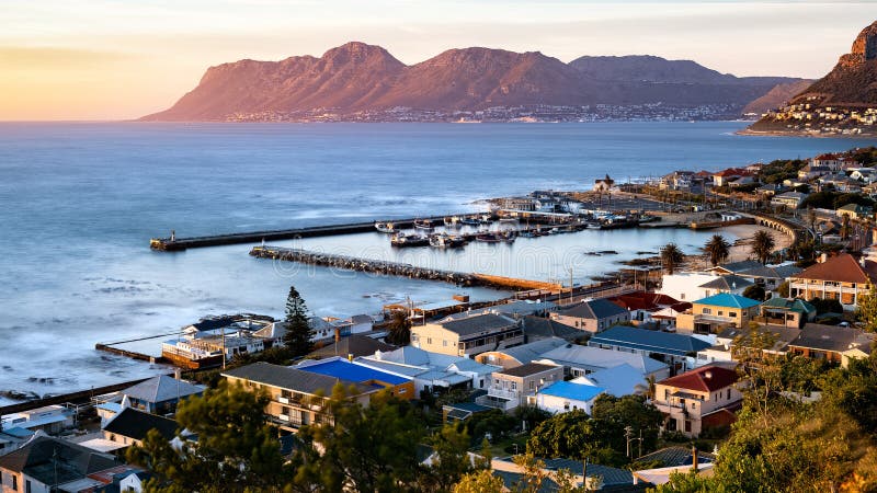 Kalk Bay Harbor at Sunrise stock image. Image of elevated - 252628127