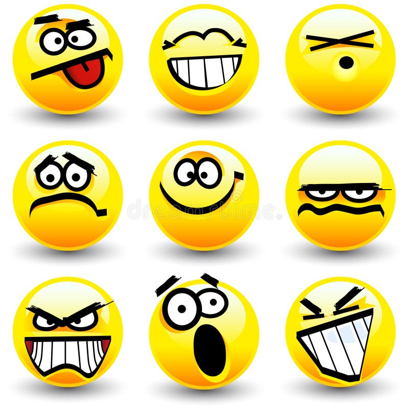 kalla emoticonsleenden för tecknad film royaltyfri illustrationer kalla emoticonsleenden för tecknad film royaltyfri illustrationer