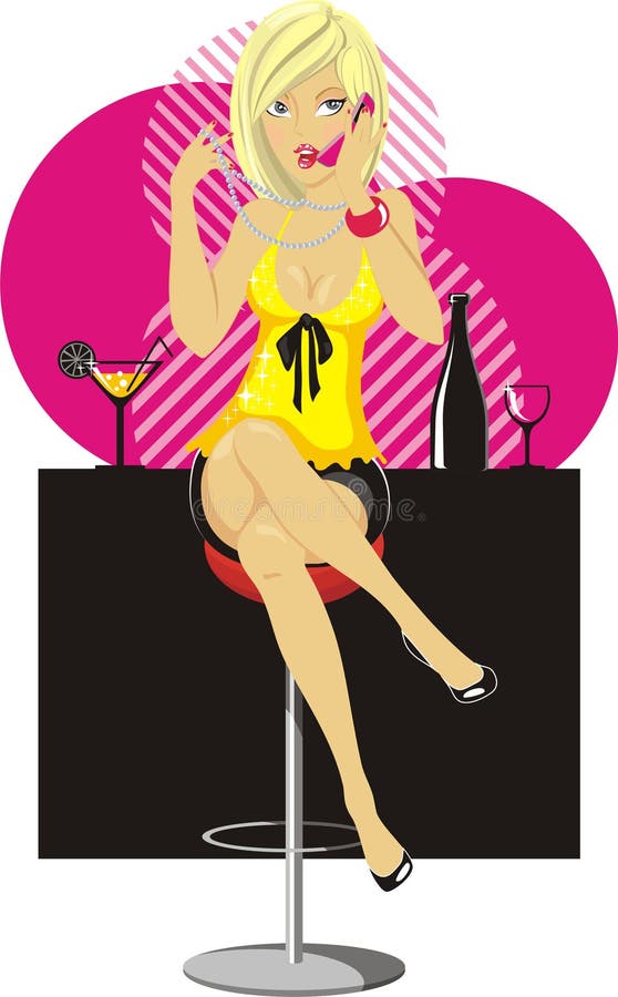 Kalla telefonkvinnabarn stock illustrationer