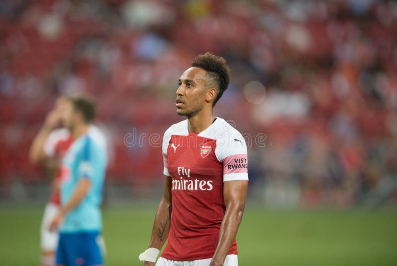 Kallang-Σιγκαπούρη 26 Ιουλίου 2018: Φορέας Pierre-Emerick Aubameyang #14 του οπλοστασίου στη δράση κατά τη διάρκεια icc2018 μεταξ στοκ εικόνα με δικαίωμα ελεύθερης χρήσης Kallang-Σιγκαπούρη 26 Ιουλίου 2018: Φορέας Pierre-Emerick Aubameyang #14 του οπλοστασίου στη δράση κατά τη διάρκεια icc2018 μεταξ στοκ εικόνα με δικαίωμα ελεύθερης χρήσης