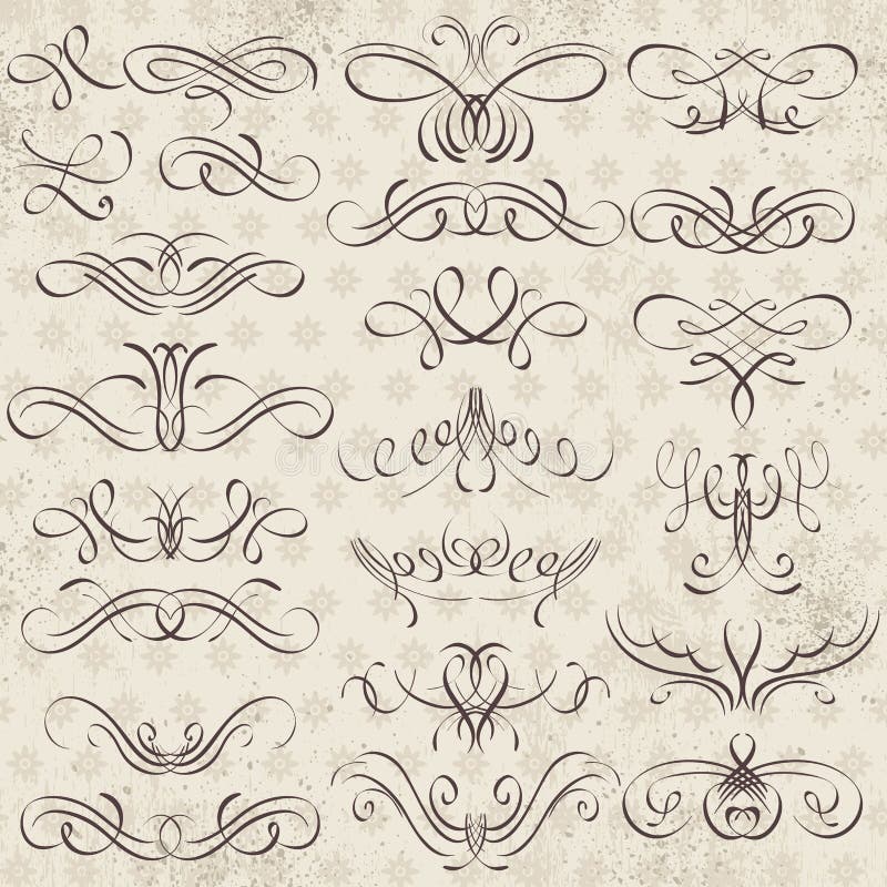 Kalligrafie decoratieve grenzen, sierregels, verdelers royalty-vrije illustratie Kalligrafie decoratieve grenzen, sierregels, verdelers royalty-vrije illustratie