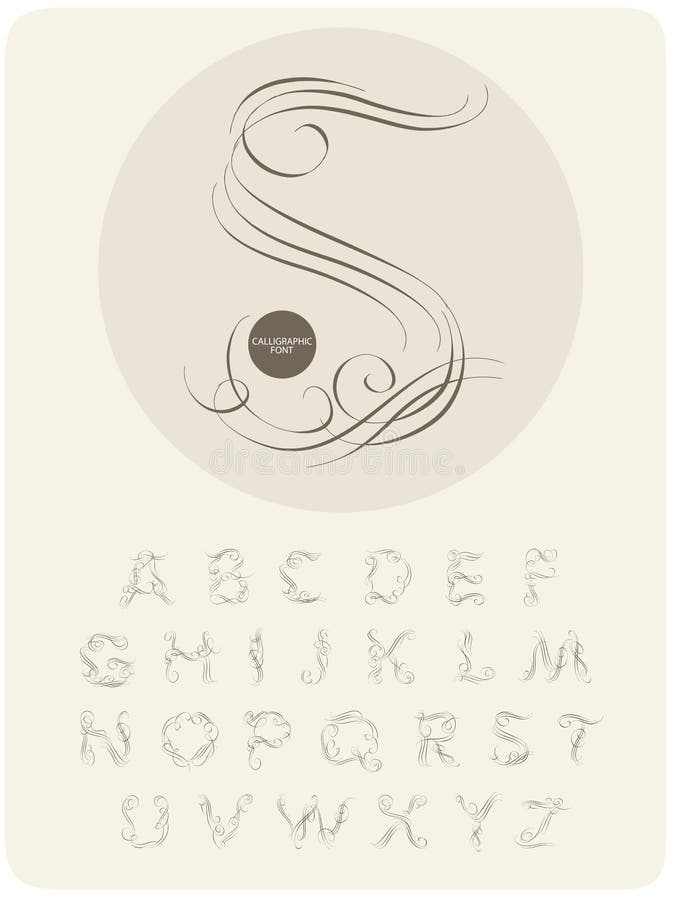 Kalligrafisch alfabet De elementen van het ontwerp vector illustratie Kalligrafisch alfabet De elementen van het ontwerp vector illustratie