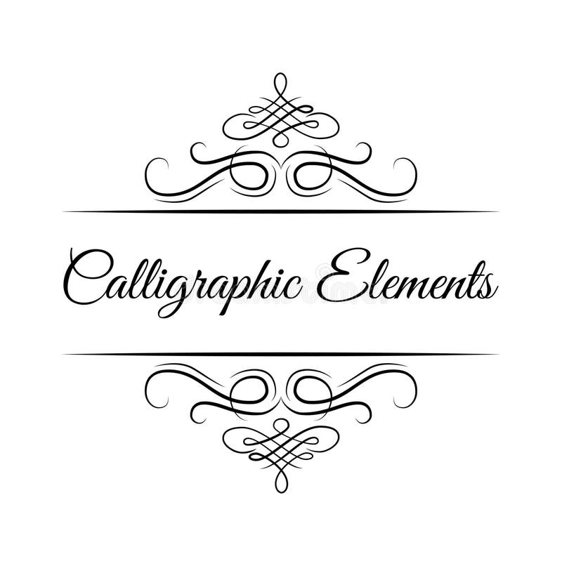 Kalligrafische ontwerpelementen De decoratieve wervelingen of de rollen, uitstekende kaders, bloeien Vector vector illustratie Kalligrafische ontwerpelementen De decoratieve wervelingen of de rollen, uitstekende kaders, bloeien Vector vector illustratie