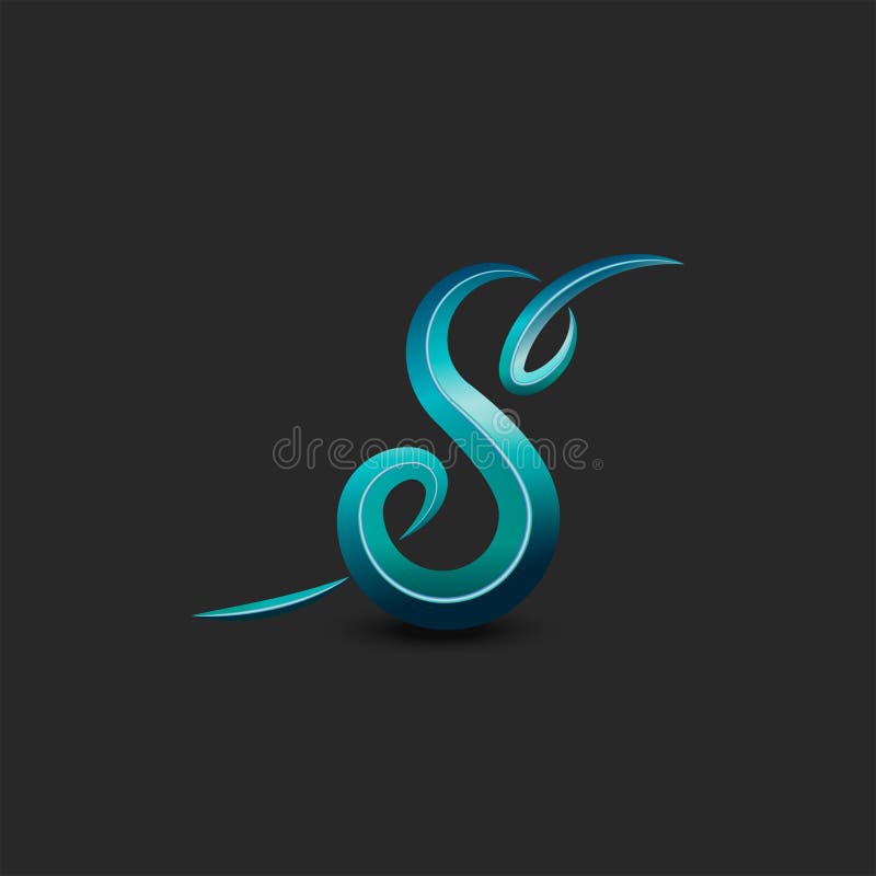 Kalligrafisk monogrambokstav S-logotyp, ornera feminin inledande symbol i den gamla stilen, kreativt emblem för mode boutique