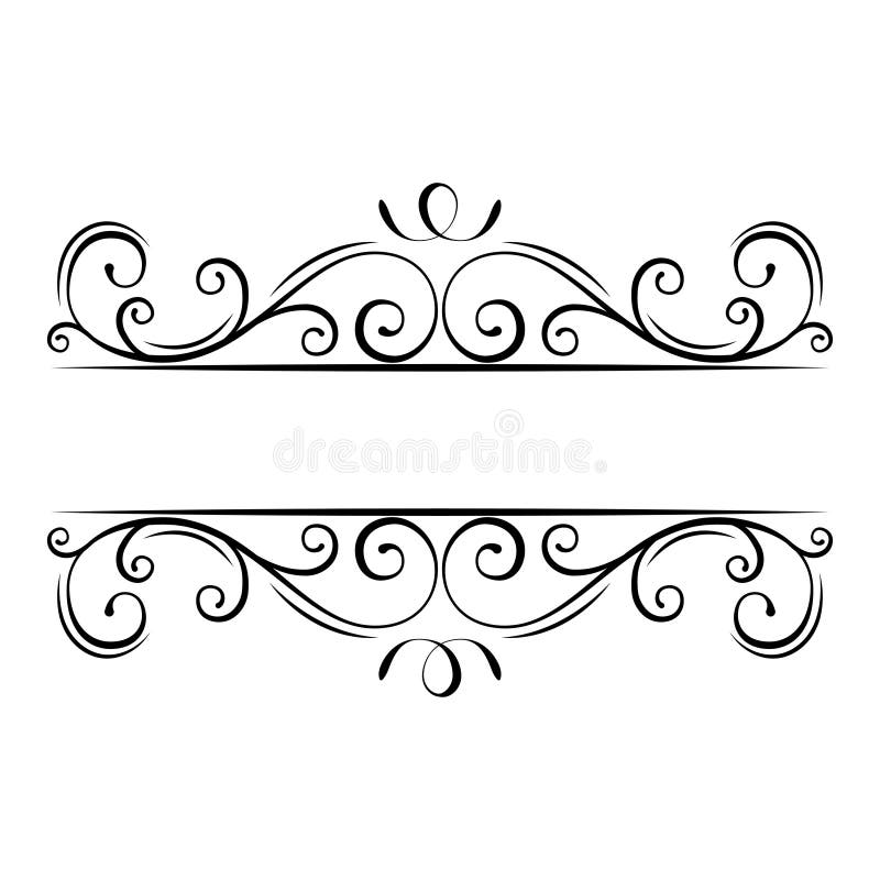 Kalligraphischer Flourishrahmen Dekorativer aufwändiger Rand Strudel, Locken, verzeichnen mit Filigran geschmückte Gestaltungsele