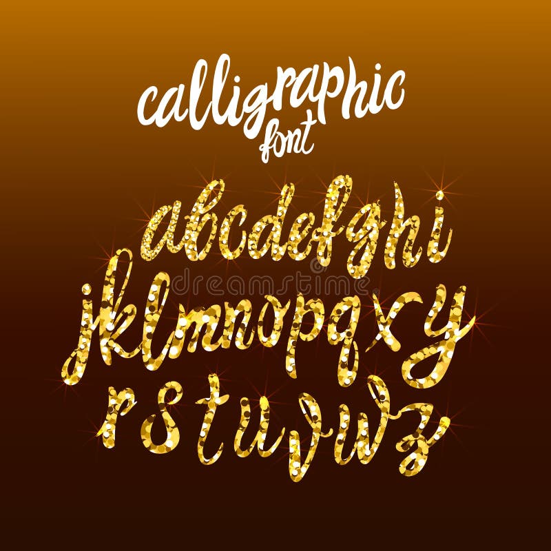 Kalligraphischer goldener Handschrifts-Guss, VEKTOR Goldstaub beschriftet Schablone, Glanz-Beschaffenheit stock abbildung Kalligraphischer goldener Handschrifts-Guss, VEKTOR Goldstaub beschriftet Schablone, Glanz-Beschaffenheit stock abbildung