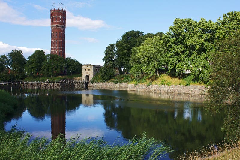 Kalmar water tower and park royalty free stock images
