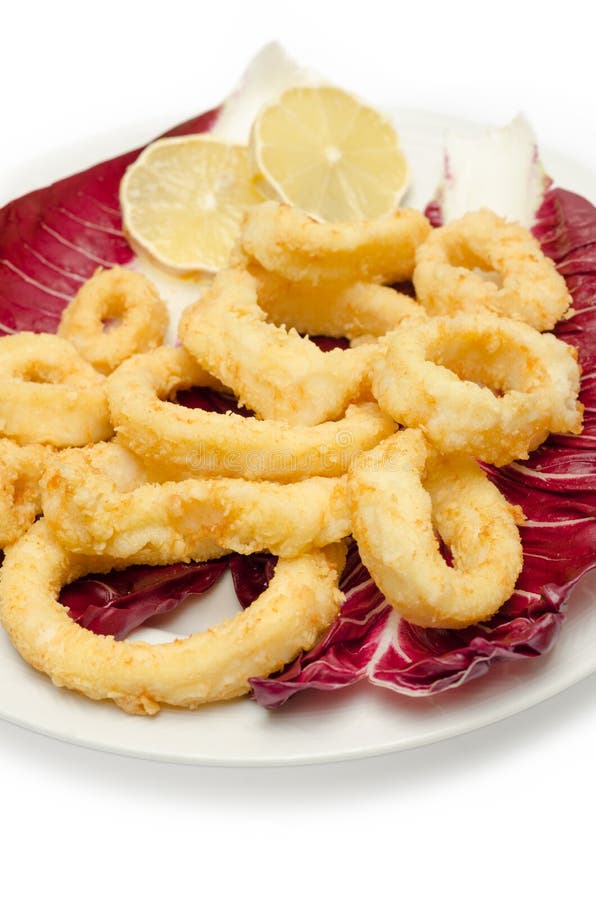 Kalmarringe gebraten stockfotografie