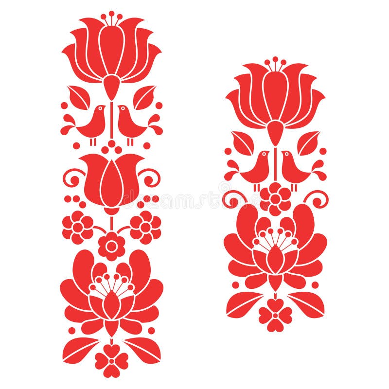 Red Border Floral Embroidery Kit - Hungarian Store