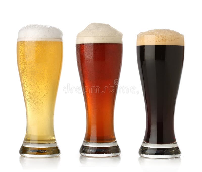 Kaltes Bier drei, getrennt stockfoto